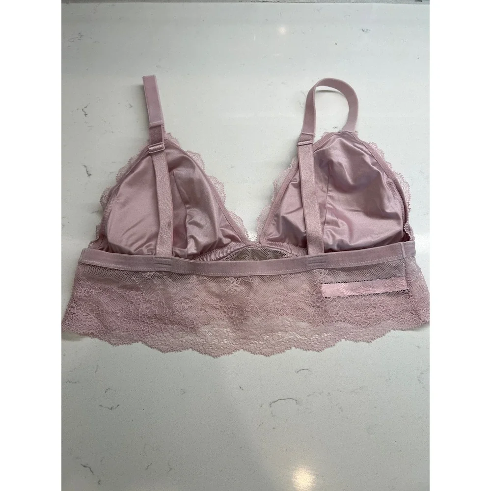 Victoria's‎ Secret Chantilly Lace Long Line Bralette Velvet Strap Large Red Pink